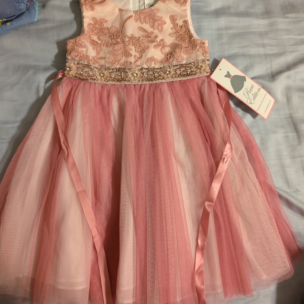 Girls Dress Size 3t, Rare Editions Blush Lace Dress